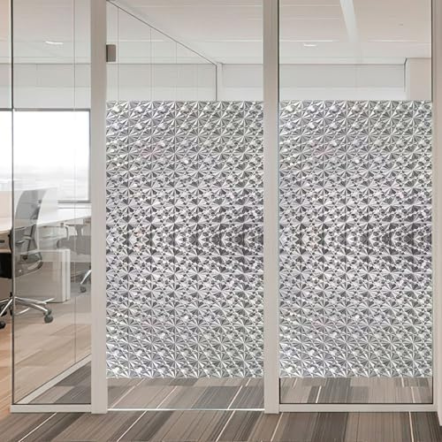 Pellicola Oscurante Vetri Finestre 120 x 600 cm con Protezione Solare – Blocca 95% Dei Raggi UV Statici Autoadesivi Pellicola per Casa, Ufficio, Negozi, Griglia Di Cristallo