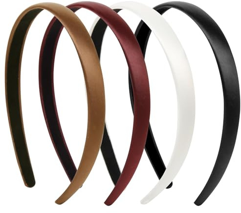 OuryTech Haarreifen Damen, 4 Stück Dünne Satin Haarbänder Non-Slip Headband für Frauen Vintage Haaraccessoires
