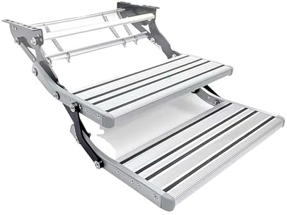 Générique Marchepieds électriques for Camping-Car, marchepieds électriques manuels rabattables, antidérapants, capacité de Charge de 200 kg, avec éclairage LED