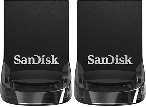 SanDisk Ultra Fit USB 3.2 Flash-Laufwerk 128 GB (Für Laptops, Spielkonsolen und Auto-Audiosysteme, Plug-and-Stay, 400 MB/s Lesen, RescuePRO Deluxe Software) (Packung mit 2)
