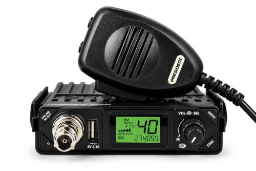 President Bill II + (Plus) Emisora CB 27 MHz Am/FM - Tamaño Ultracompacto con Filtro NRC, VOX, Pantalla de 7 Colores, USB 5V y Toma de Mechero