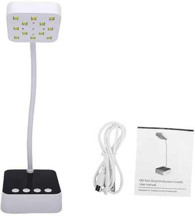 ZJchao Lampada per Unghie Ricaricabile, Asciugatore per Unghie LED UV 36 W, con 12 Perline della Lampada e Timer Regolabile, per in Gel, Manicure e Pedicure (WHITE)