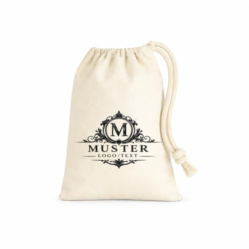 wt24print Baumwollbeutel mit Kordelzug personalisierbar mit Logo oder Text | Cotton Stuff Bag | 100% Baumwolle | In 6 Größen und 4 Farben erhältlich | Stoffbeutel für Geschenk, Aufbewahrung & Promotion