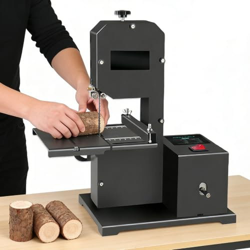 Professional Benchtop Bandsaw, 800W, Adjustable Metal Table (0-45°), 70mm Max Cut, 1750 RPM, Ideal for Wood, Foam, and Light Metal Cutting Tasks