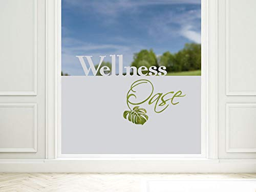 GRAZDesign Fensterfolie Bad Blickdicht - Sichtschutzfolie Wellnessoase Badezimmer - für Dusche & Fenster - 90x57cm / Silbergrau