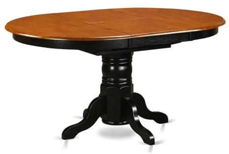 East West Furniture AVT-BLK-TP Avon Kitchen Dining Table - an Oval Wooden Table Top with Butterfly Leaf & Pedestal Base, 42x60 Inch, Black & Cherry