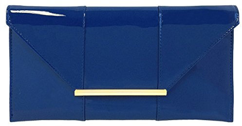 JNB Clutch aus Kunstleder, Königsblau, Medium