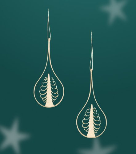 Rudolphs Skattkista, trädhängande tropiker med träd, set om 2, B x HxD = 9,5 x 4 x 1 cm, ny juldekoration, träsmycke, träsmycken, trä, tvålar, malmberg, buskhänge, dekoration