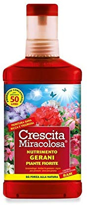 Miracolosa crescita dei gerani con il prodotto da 750 ml