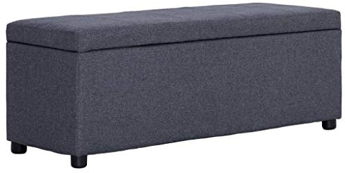 vidaXL Panca con Vano Portaoggetti Elegante Morbida Panchina Stoccaggio Moderna Cassapanca per Ingresso 116 cm Grigio Scuro in Poliestere