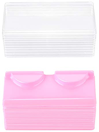 Blulu 50 Packs Minifalse Eyelash Storage Box Empty False Eyelash Care Storage Case Box Container Holder Plastic Lash Cases Makeup Organizer (Pink)