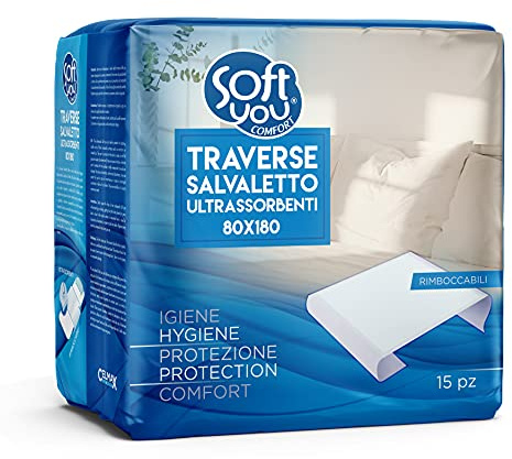 Virsus 30pz traverse assorbenti salva materasso, traverse letto impermeabili, monouso, rimboccabili 80x180cm, coprimaterasso per incontinenza, protezione per materassi, lenzuola, divani, poltrone