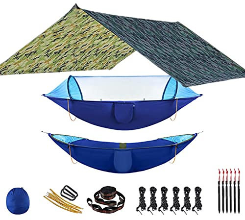 AllForYou Outdoor Hängematte für Reise Camping Wandern Garten Hängematte 2 Person Tragbare Hängematte Schlaf Swing mit Moskitonetz Rain Fly Tarp