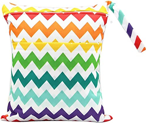 gadenfer Windeltaschen Nasstaschen Nasse und Trocken Windeltaschen Wasserdicht Waschbar Baby Nasse und Trocken Wickeltasche Wetbag Organiser für Kleinkind Windeln Reisen Gym Strand Pool (#8, L)