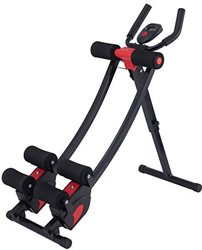 ZELUS Ab Machine for Home Gym, Core Strength Training Equipment for Home Fitness, Ab Crunch Coaster with 4 Intensities and Digital Display, Foldable Core Trainer for Abdominal, 150 kg Capacity