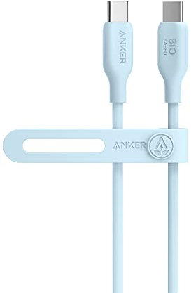 Anker 543 USB C to USB C Cable (240W 3ft), USB 2.0 Bio-Based Charging Cable for MacBook Pro 2020, iPad Pro 2020, iPad Air 4, Samsung Galaxy S21, and More (Misty Blue)