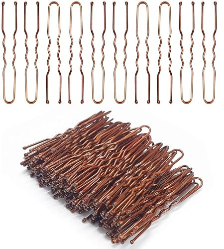 Stoutips Lot de 100 épingles à cheveux en forme de U pour chignons (marron) - 5 cm - Boîte assortie - Idéales pour tous les types de cheveux et styles - Pour tordre