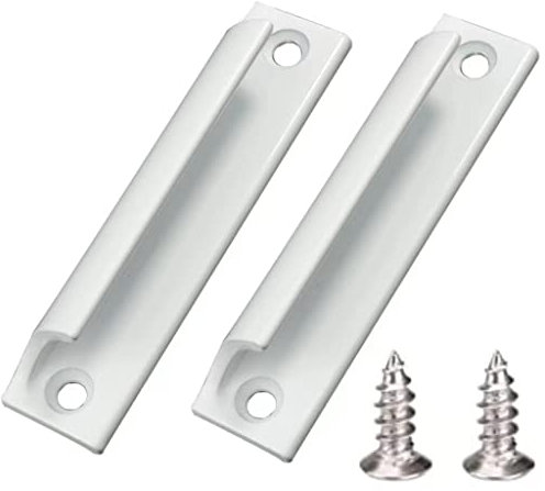 Poignée en alliage d'aluminium 2 pièces | Poignée de porte coulissante | Poignée de porte de balcon | Poignée de tiroir d'armoire | Pour fenêtres, quincaillerie de meubles avec vis(Blanc)