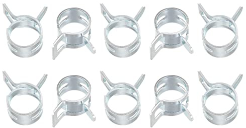 sourcing map 20pcs 10mm Spring Band Type Action Fuel/Silicone Vacuum Hose Pipe Clamp Low Pressure Air Clip Clamp, Zinc Plated