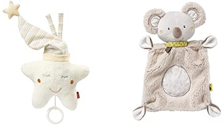 Fehn Spieluhr Baby Einschlafhilfe Stern - Spieluhr mit herausnehmbarem Spielwerk zum Aufhängen & Schmusetuch Baby Schnuffeltuch mit Koala Köpfchen - Kuscheltuch für Neugeborene
