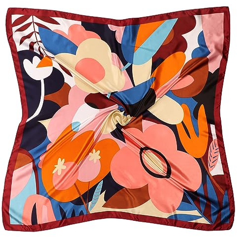DRESHOW Pañuelos Satén Cuadrados Grandes Pelo Accesorios Seda de Playa Estampado Clásico para Mujer