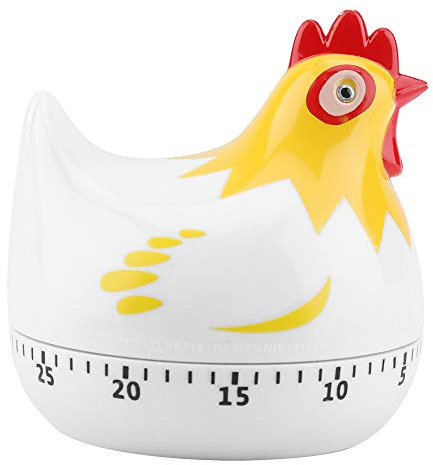Timer in Hühnerform Küchentimer Kochtimer Countdown-Timer Backtimer Timer mit Hühnermuster Küchenhelfer zur Erinnerung an die Koch- und Backzeit (weiß)