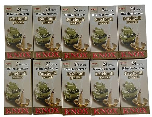 Sparpack Knox Räucherkerzen 10x Patchouli Größe M Räucherkegel 013290