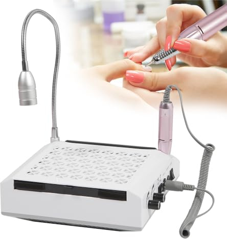 SABUIDDS 4 in 1 Staubabsaugung Nagelstudio & Zuhause mit Nagelfräser 4300 U/min 23×23×7cm Elektrisch Nagelstaubsauger mit Filter und Staubsammelbeutel für Nagelstudio Salon und Persönlich Maniküre