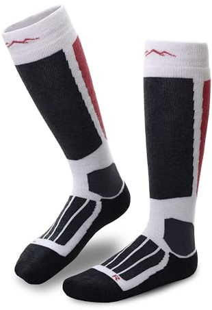 gipfelsport Chaussettes de ski en laine mérinos, hauteur genou – Taille 45–47, Rose, Lot de 1 paire – Homme, Femme, Enfant – chaudes et rembourrées pour ski et snowboard