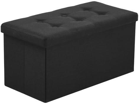 LEADZM Banc de Rangement en PVC, siège, Repose-Pieds de Rangement Convient pour Chambre, Salon, Bureau, entrée de Porche, etc (Tissu Noir)