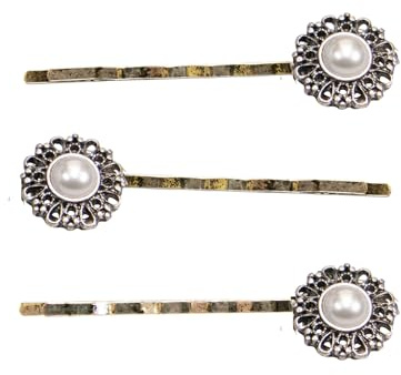 Alpenflüstern Trachten-Haarklammern Helena 3er-Set - Damen Haarschmuck rutschfest, Haarpins fürs Dirndl (creme-weiß) ADV147