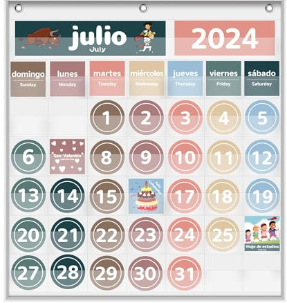 Boczif calendario mensual de bolsillo gráfico para el aula, los días de la semana de aprendizaje para el hogar o jardín de infantes, los niños de la escuela maestro deben tener suministros (Blanco)
