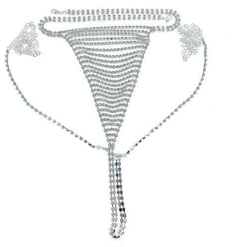 Hokech Körperkette Schmuck für Frauen Gürtel Bikini Plus Größe String Verstellbar Sexy Strass Höschen Dessous Exotische String Unterwäsche