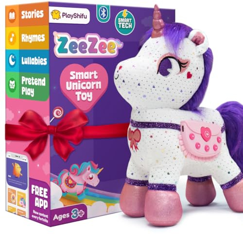 Shifu PlayShifu Smart Talking Plush Toy for Kids – ZeeZee Unicorn Doll | Interactive Singing & Storytelling Soft Toy | Bluetooth Play | Gift for Girls & Boys Ages 3–6 | Unicorn Gifts
