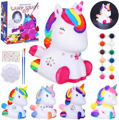 Jovicos Einhorn Geschenk für Mädchen 3 4 5 6 7 8 Jahre, DIY Bastelset Kinder Einhorn Lampe Malset, Kreatives Set Mädchen Ostern Geschenkideen Weihnachten Mitgebsel Spielzeug