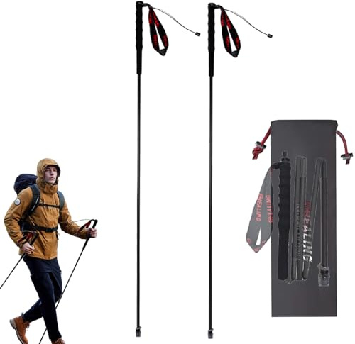 Bastón de senderismo de fibra de carbono, plegable, ultraligero, bastón de senderismo para entusiastas del montañismo, adecuado para viajes, camping, senderismo, 3 (130 cm)