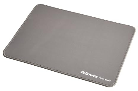 Fellowes Breyta Alfombrilla de Ratón Ergonómica Extragrande Gris, Base de Goma Antideslizante, Bordes Cosidos Resistentes, Protección Microban, y Optimizada para Ratones Ópticos y Láser