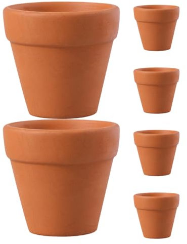 HOMOBABE 6 Mini Macetas de Arcilla Redondas Base Antideslizante, para Suculentas y Plantas, Oficina y Exterior