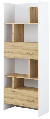 MEBLINI Schrank für Schrankbett Bed Concept - Hochschrank mit Regalen, Fächern und Schublade - BC-22 - Weiß/Artisan Eiche