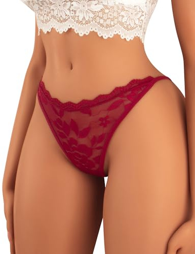 Banamic Women G-String Thongs Panties T Back Breathable Sexy Underwear Wine Red