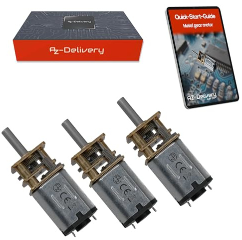 AZDelivery 3x GA12-N20 DC Getriebemotor 3-12V Mini-Metallmotor (80RPM) Präzise Steuerung für Modellbau, Robotik & DIY-Projekte | Langlebiges Metallgetriebe