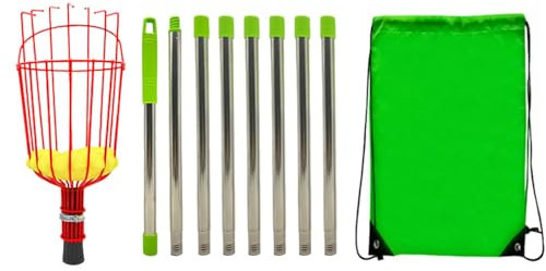 Fruit Harvesting Pole – Telescopic Picker, Stainless Steel Grabber | Extendable Tree Reacher, Lightweight Fruit Collector, Durable Orchard Picking Tool for Mango, Apricot, Orange, Cherry, Grapefruit