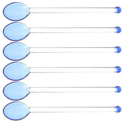 Hoement Lot de 6 cuillères à café en verre transparent, mini cuillères à café pour boissons froides, yaourts, cocktails, desserts, glaces, apéritifs