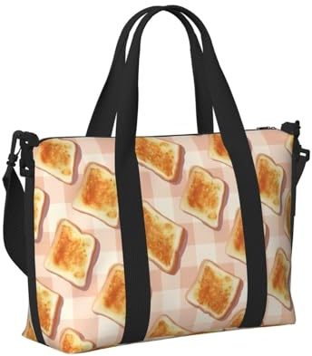Sac de sport de voyage mignon imprimé toast pour femme, article personnel pour la nuit, le week-end, le sport, sac de sport pour homme et femme