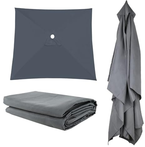 DUYULIANG 4 6 8Arms Outdoor Patio Umbrella Replacement Canopy, 2x2m 3x2m 3x3m Parasol Fabric Cover Umbrella Cloth, UV-Resistant, Washable, Square/Rectangle, For Market Table Deck Lawn Pool Garden