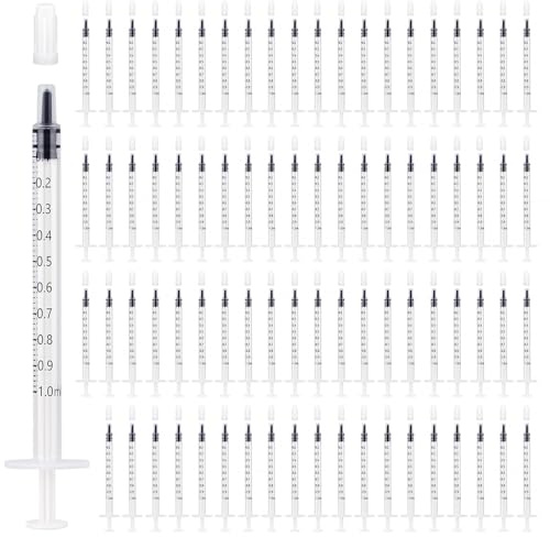 80 st. 1 ml plastsprutor med lock utan nålspruta, 1 ml | Plastsprutor för påfyllning och mätning av vätskor, djurfoder, vetenskapliga laboratorier