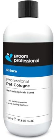 GROOM PROFESSIONAL Prince Dog Cologne Spray - Dog Perfume Spray - Dog Spray for Smelly Dogs - Masculine Scent with a Hint of Musk - Contains Chamomile Extracts to Soothe Sensitive Skin, 1 Litre