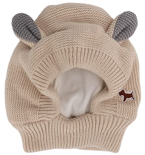 Cuffie antirumore per cani Cappelli lavorati a maglia, Orecchie di coniglio lavorate a maglia Protezione antirumore per animali domestici Cuffie per toelettatura calde Cappello (Beige)