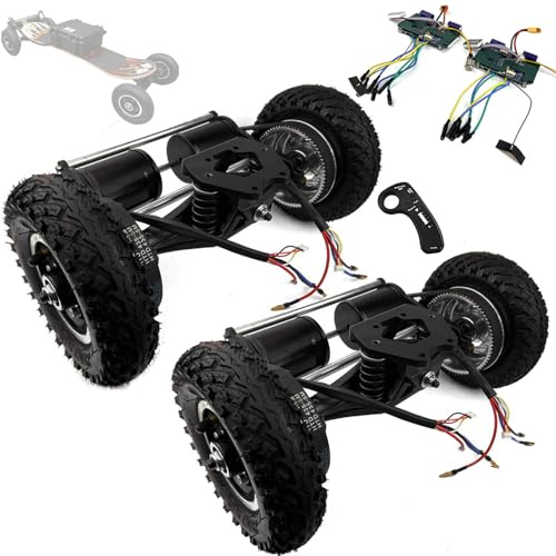 HDaspijh 2WD /4WD Electric Mountain Skateboard Conversion Kit,with Controller (N63 200KV 1650W), 8-Inch Tires,All-Terrain 2/4 Wheel Drive for Off-Road Skateboard with LCD Display Remote 4WD