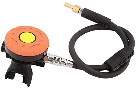 MechKit 2nd Stage Regulator Dykning Andningsventil Sekundära andningsventilhuvuden med mediumtrycksrör Bärbar lättvikts dykutrustning för dykare, fiskare (Orange)